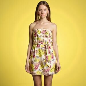 J. Crew Marabella 100% Cotton Floral Strapless Dress - Size S